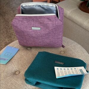 NWT Set of 2 Narwey Cosmetic Bags—one purple and one teal—9x8x3–Great Quality